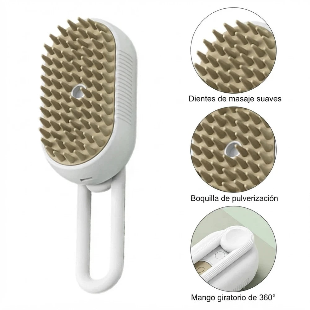 Cepillo Para Mascotas A Vapor Recargable